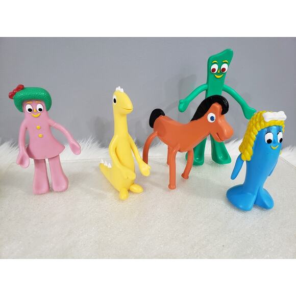 Lot 5 2003 Prema Toy Co Bendables Figures Gumby Minga Goo Prickle - Picture 1 of 8